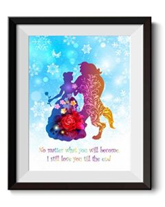 uhomate princess belle beauty and the beast beauty beast home canvas prints wall art inspirational quotes wall decor living room bedroom bathroom artwork c019 (8x10)