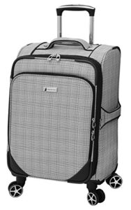 london fog softside spinner luggage,telescoping handles, black menswear plaid, carry-on 20-inch
