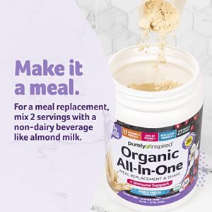 Meal Replacement Shake, Organic | Purely Inspired All-in-One Plant Based Protein Powder for Women & Men Shake Vanilla, 1.3 Pounds