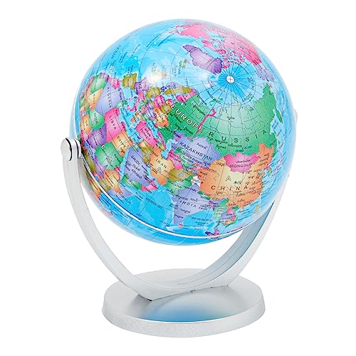 Juvale Spinning World Globe with Stand for Kids Learning, Classroom Desk, Students, Geography (4 in)