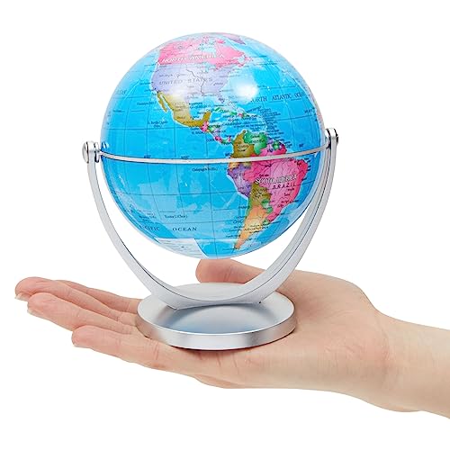 Juvale Spinning World Globe with Stand for Kids Learning, Classroom Desk, Students, Geography (4 in)