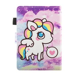 Dteck Case for Kindle Paperwhite (6" Display) - Slim Fit Folio Case Lightweight Flip Protector Durable Protective PU Leather Cute Cartoon E-Reader Cover Case (Purple Horse)