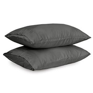 linenwalas tencel pillowcase king size set of 2, lyocell cooling silk pillowcases for hair & skin, soft breathable pillowcase with envelope closure (charcoal grey, 20x40 inches)