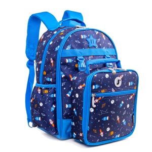 j world new york unisex kid's backpack with lunch bag set, spaceship, one size