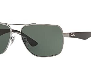 Ray-Ban Men's RB3483 Metal Square Sunglasses, Gunmetal/Green, 60 mm