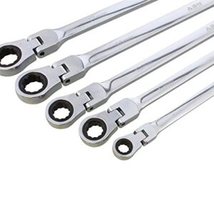 ABN 5pc Ratcheting Wrench Set - Ratchet Tools Double End Flex Head Replacement Tools for Metric Ratcheting Wrench Set