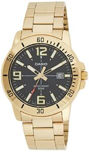 casio mtp-vd01g-1bv men's enticer gold tone stainless steel black dial casual analog sporty watch