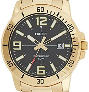 Casio MTP-VD01G-1BV Men's Enticer Gold Tone Stainless Steel Black Dial Casual Analog Sporty Watch