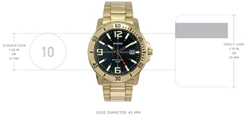 Casio MTP-VD01G-1BV Men's Enticer Gold Tone Stainless Steel Black Dial Casual Analog Sporty Watch