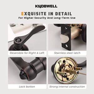 KNOBWELL 10 Pack Oil Rubbed Bronze Door Handle, Privacy Door Lever Bed and Bath Leverset Lockset, Oil Rubbed Bronze Finish, Universal Handing, Drop Lever Shape