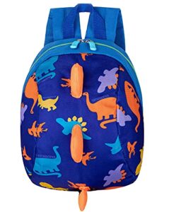 yuping toddler kids dinosaur backpack book bags with safety leash for boys girls (style:6 dark blue)