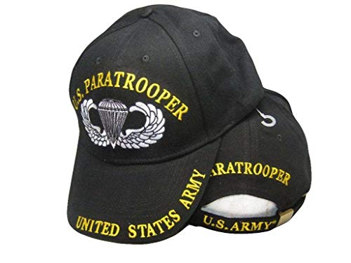 AES U.S. Army Paratroopers Crest Diamond Wings Black Embroidered Cap Hat EE