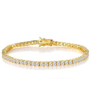 gemsme 18k white gold plated cubic zirconia classic tennis bracelet 7.5 inch (gold-plated-brass)