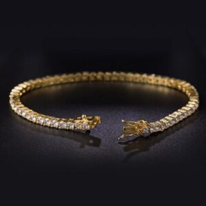 Gemsme 18K White Gold Plated Cubic Zirconia Classic Tennis Bracelet 7.5 Inch (Gold-Plated-Brass)