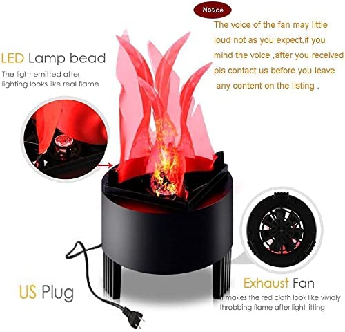 TOPCHANCES 3D Fake Flame Lamp,110V Electric Campfire Artificial Flickering Flame Table Lamp Fake Fire Light Realistic Flame Stage Effect Light for Halloween Christmas Party Festival Decoration