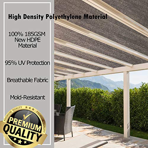 Alion Home Outdoor Pergola Sun Shade Cover Cloth Patio Canopy HDPE Permeable with Grommets (10' x 14', Brown)