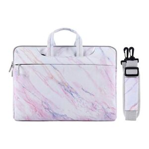 mosiso laptop shoulder bag compatible with macbook pro 16 inch 2023-2019 m2 a2780 m1 a2485 pro/max a2141/pro 15 a1398,15-15.6 inch notebook, canvas cross grain marble carrying briefcase sleeve