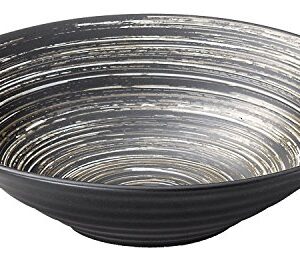 Koyotoki 53134052 Large Bowl, Black, 9.1 inches (23 cm), 7.0 (Ripple Pot, Snowball Pattern