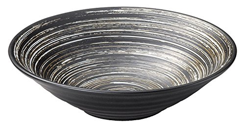 Koyotoki 53134052 Large Bowl, Black, 9.1 inches (23 cm), 7.0 (Ripple Pot, Snowball Pattern