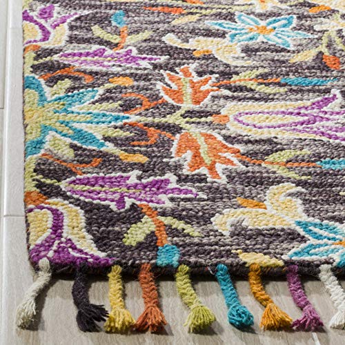 SAFAVIEH Aspen Collection Accent Rug - 4' x 6', Black & Purple, Handmade Boho Braided Tassel Wool, Ideal for High Traffic Areas in Entryway, Living Room, Bedroom (APN115Z)
