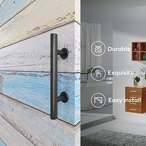 EaseLife 12" Sliding Barn Door Handles and Pulls,Rustic Double Sided Hardware Set,Heavy Duty,Matte Black Powder Coated Finish,Easy Install