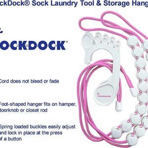 SockDock Sock Organizer for Washing, Drying, & Storing Paired Socks | Adult & Baby Sock Hanger Also Holds Gloves, Scarves, & Underwear | Space-Saving Laundry Sock Holder | 2-Pack, (Pink)