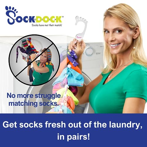 SockDock Sock Organizer for Washing, Drying, & Storing Paired Socks | Adult & Baby Sock Hanger Also Holds Gloves, Scarves, & Underwear | Space-Saving Laundry Sock Holder | 2-Pack, (Pink)