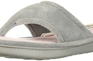 Dearfoams womens Melanie Colorblocked Microfiber Terry Thong Shoe Slipper, Sleet, Large US