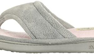 Dearfoams womens Melanie Colorblocked Microfiber Terry Thong Shoe Slipper, Sleet, Large US