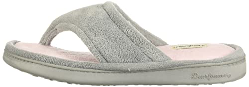 Dearfoams womens Melanie Colorblocked Microfiber Terry Thong Shoe Slipper, Sleet, Large US