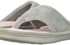 Dearfoams womens Melanie Colorblocked Microfiber Terry Thong Shoe Slipper, Sleet, Large US