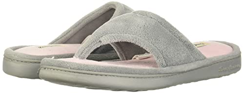 Dearfoams womens Melanie Colorblocked Microfiber Terry Thong Shoe Slipper, Sleet, Large US