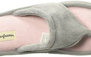 Dearfoams womens Melanie Colorblocked Microfiber Terry Thong Shoe Slipper, Sleet, Large US