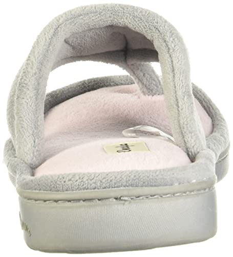 Dearfoams womens Melanie Colorblocked Microfiber Terry Thong Shoe Slipper, Sleet, Large US