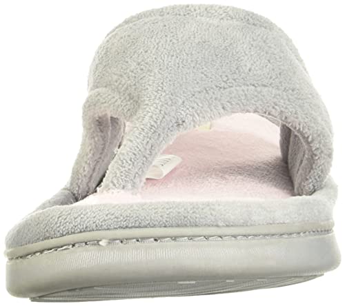 Dearfoams womens Melanie Colorblocked Microfiber Terry Thong Shoe Slipper, Sleet, Large US