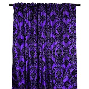 lovemyfabric taffeta flocking damask print window curtain panel/stage backdrop/photography backdrop-black on purple (1, 56"x63")