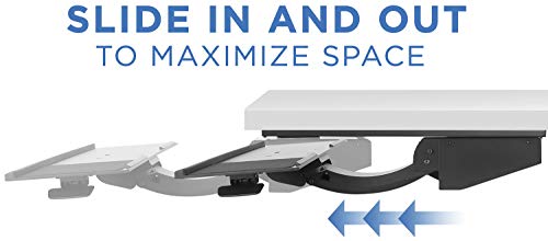 Mount-It! Sit Stand Keyboard Tray, Height Adjustable Under Desk Keyboard and Mouse Drawer, Full Motion Standing Design with 13.4 Inches of Vertical Adjustment, 26.5 in Wide Platform