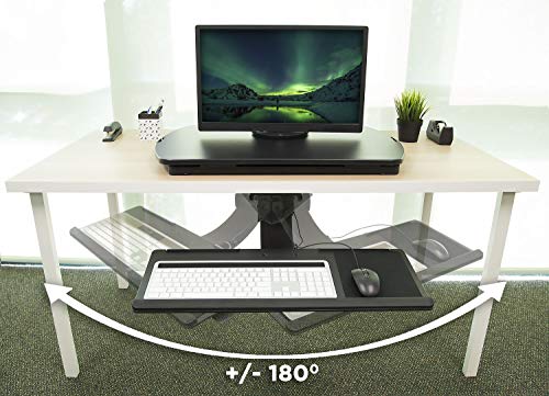 Mount-It! Sit Stand Keyboard Tray, Height Adjustable Under Desk Keyboard and Mouse Drawer, Full Motion Standing Design with 13.4 Inches of Vertical Adjustment, 26.5 in Wide Platform