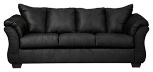 signature design by ashley darcy casual plush full sofa sleeper with memory foam mattress, black