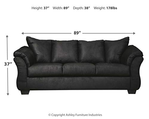 Signature Design by Ashley Darcy Casual Plush Full Sofa Sleeper with Memory Foam Mattress, Black