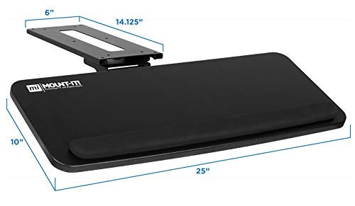 Mount-It! Adjustable Under Desk Keyboard Tray, Ergonomic Computer Keyboard and Mouse Platform with Wrist Rest Pad, Keyboard Slide Out Tray with Height, Tilt and Swivel Adjustment, Black (MI-7132)