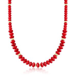 ross-simons 4.5-8mm red coral bead graduated necklace with 14kt yellow gold. 18 inches