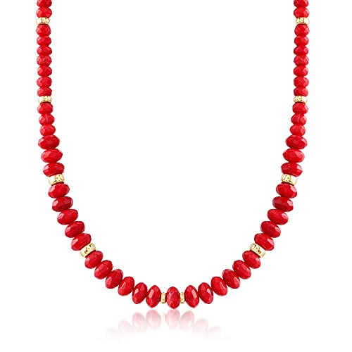 Ross-Simons 4.5-8mm Red Coral Bead Graduated Necklace With 14kt Yellow Gold. 18 inches