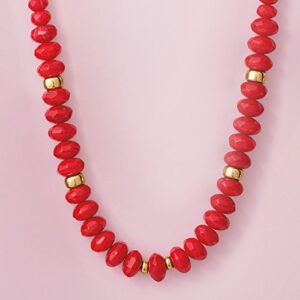 Ross-Simons 4.5-8mm Red Coral Bead Graduated Necklace With 14kt Yellow Gold. 18 inches