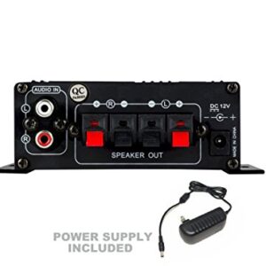 Kinter MA170+ 2-Channel Auto Home Cycle Arcade DIY 2 x 18 W Mini Amplifier Bass Treble RCA Input Audio Mini Amplifier with 12V 3A Power Supply Black