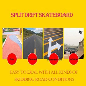 AsFrost Portable Roller Road Drift Skates Plate with Cool Maple Deck Anti-Slip Board Split Skateboard with PU Wheels High-end Bearings (Single Pattern)