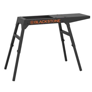 blackstone universal griddle stand with adjustable leg and side shelf - made to fit 17” or 22” propane table top griddle – perfect take along grill accessories for outdoor cooking and camping (black)