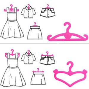 BJDBUS 62 Pcs Pink Plastic Hangers for 11.5 inch Doll Clothes Gown Dress Outfit Holders Accessories