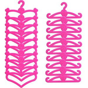 bjdbus 62 pcs pink plastic hangers for 11.5 inch doll clothes gown dress outfit holders accessories