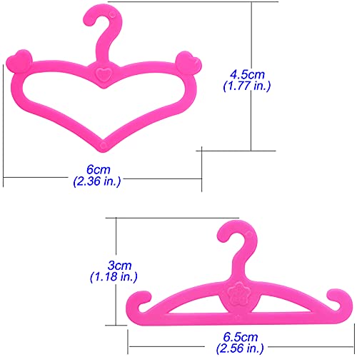 BJDBUS 62 Pcs Pink Plastic Hangers for 11.5 inch Doll Clothes Gown Dress Outfit Holders Accessories